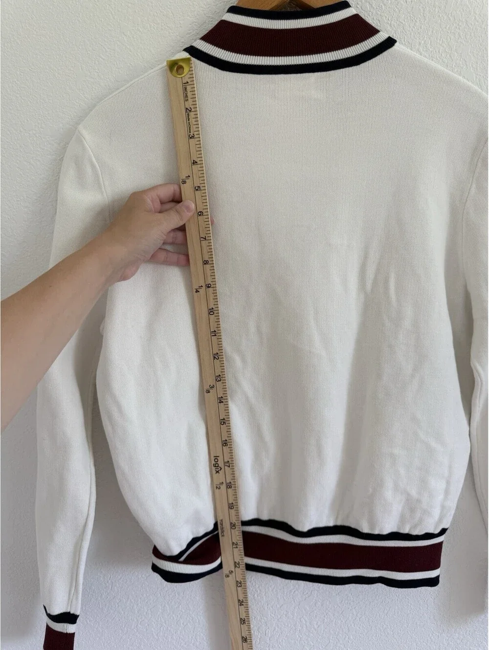 Tory Burch Tech Knit Snow White Sporty Full Zip Tennis Jacket Women’s Sz Medium